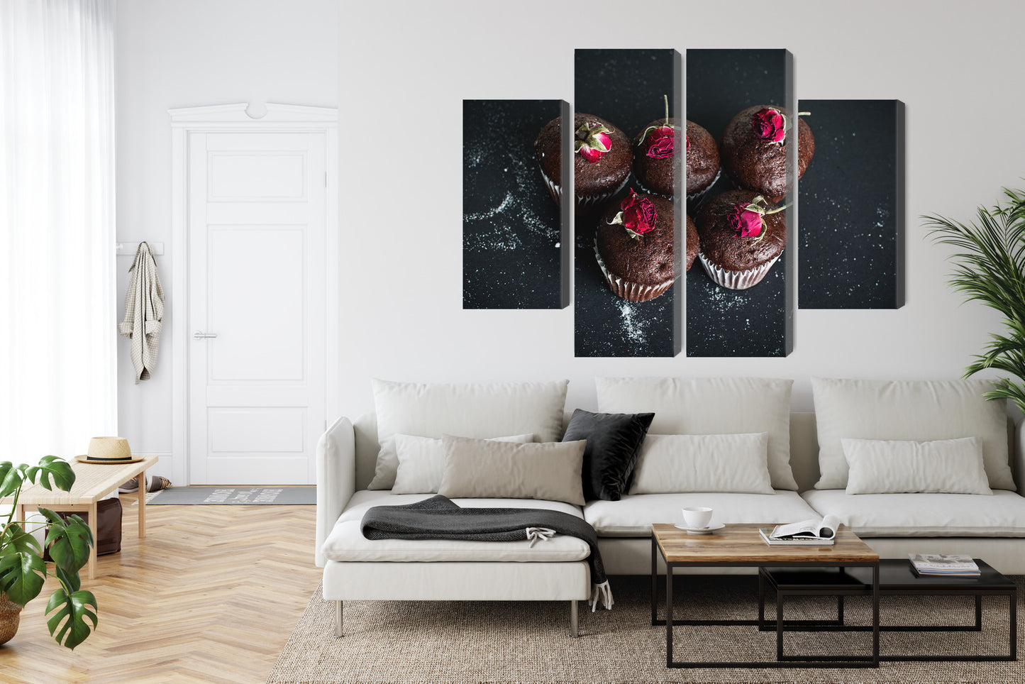 Obraz Wieloczęściowy Babeczki z Różami – słodka elegancja do wnętrz klasycznych i shabby chic – widok 5