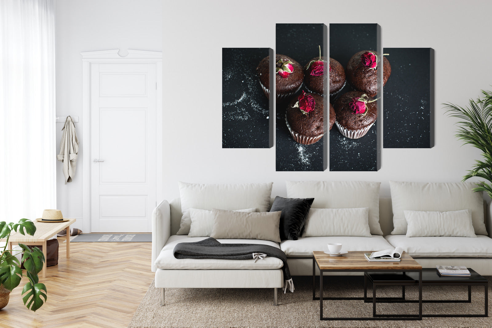 Obraz Wieloczęściowy Babeczki z Różami – słodka elegancja do wnętrz klasycznych i shabby chic – widok 5