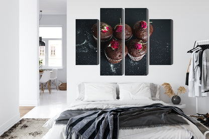 Obraz Wieloczęściowy Babeczki z Różami – słodka elegancja do wnętrz klasycznych i shabby chic – widok 6