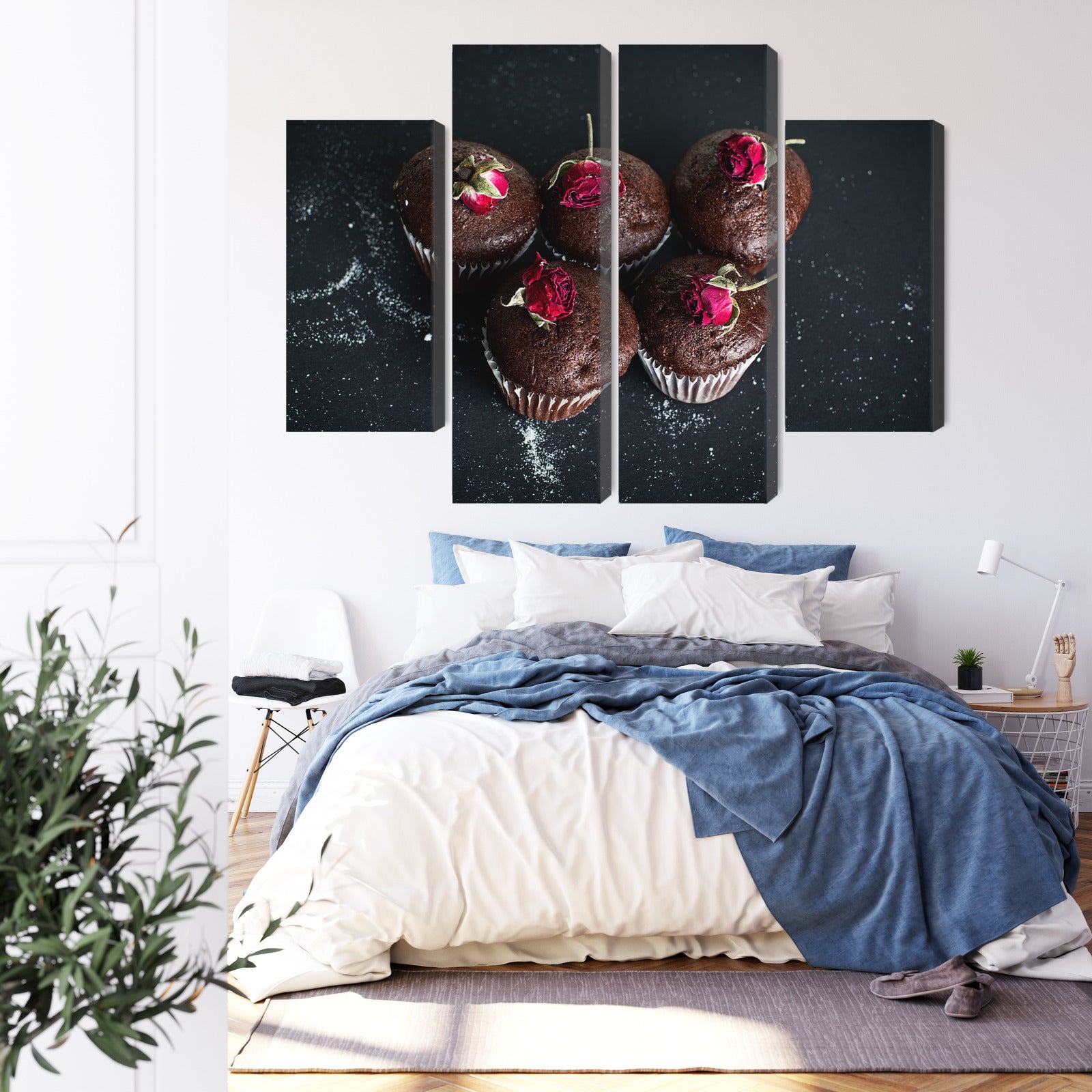 Obraz Wieloczęściowy Babeczki z Różami – słodka elegancja do wnętrz klasycznych i shabby chic – widok 2