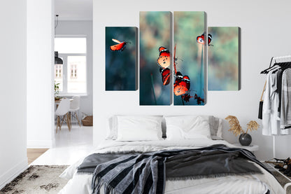 Obraz Wieloczęściowy Kolorowe Motyle – żywa makro fotografia do wnętrz boho, eklektycznych i nowoczesnych – widok 6