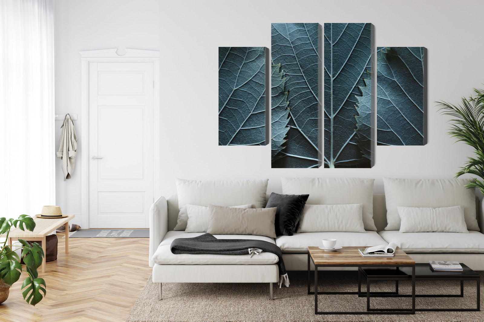 Obraz Wieloczęściowy Liście w Makro – botaniczny akcent 3D do wnętrz nowoczesnych i urban jungle – widok 5