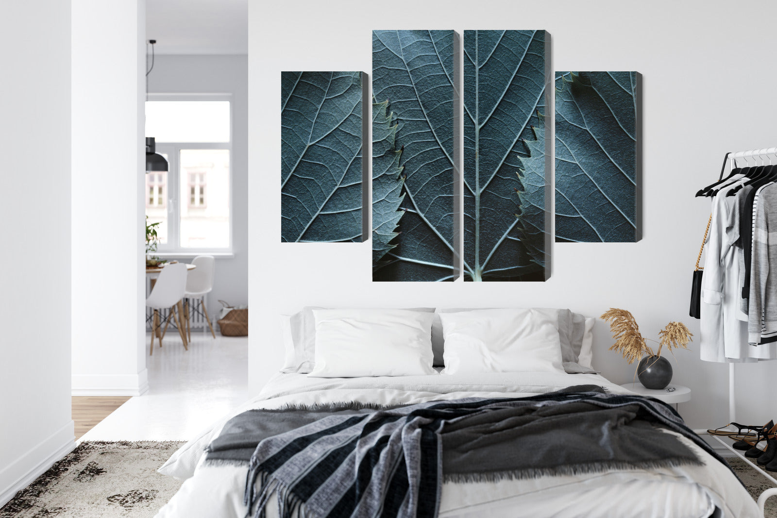 Obraz Wieloczęściowy Liście w Makro – botaniczny akcent 3D do wnętrz nowoczesnych i urban jungle – widok 6