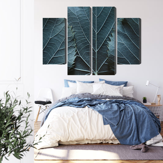 Obraz Wieloczęściowy Liście w Makro – botaniczny akcent 3D do wnętrz nowoczesnych i urban jungle – widok 2