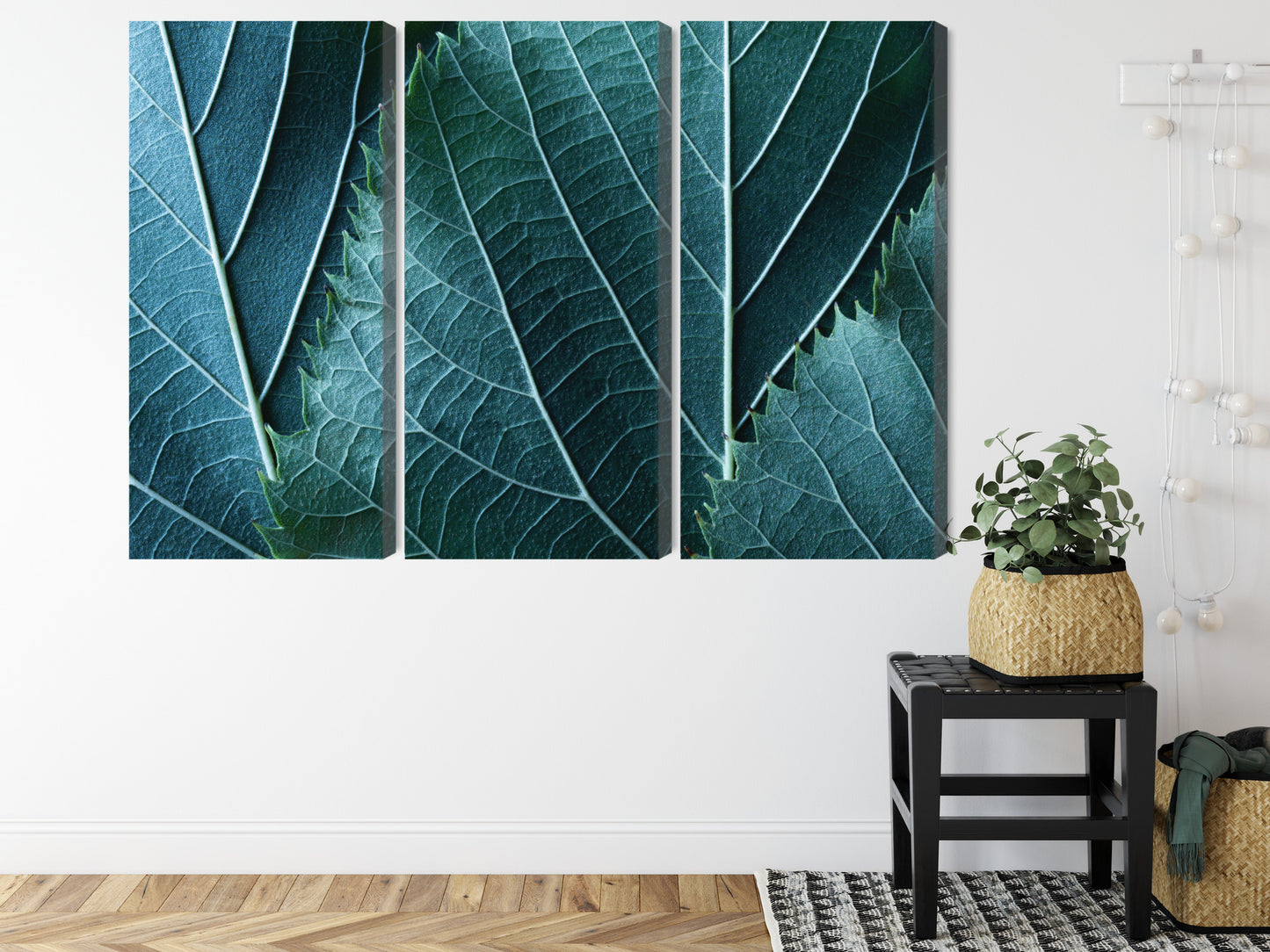 Obraz Wieloczęściowy Liście Makro – naturalna głębia do wnętrz skandynawskich i biophilic – widok 7