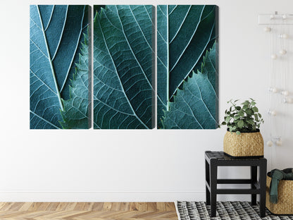 Obraz Wieloczęściowy Liście Makro – naturalna głębia do wnętrz skandynawskich i biophilic – widok 7