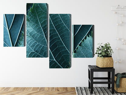 Obraz Wieloczęściowy Liście w Skali Makro – botaniczna głębia do wnętrz skandynawskich, boho i nowoczesnych – widok 7