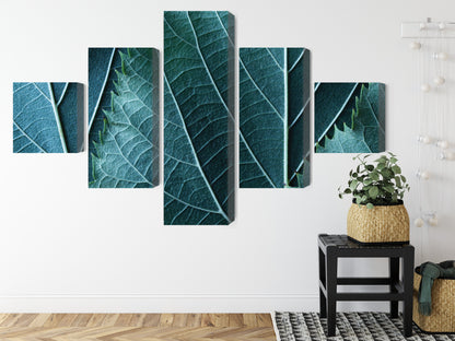 Obraz Wieloczęściowy Liście w Skali Makro – botaniczny akcent do wnętrz nowoczesnych, biophilic i skandynawskich – widok 7
