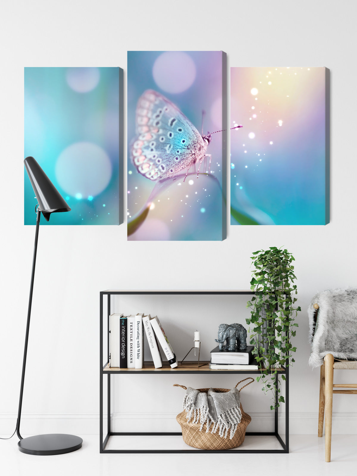 Obraz Wieloczęściowy Motyl na Źdźble Trawy – naturalna harmonia do wnętrz skandynawskich i boho – widok 8