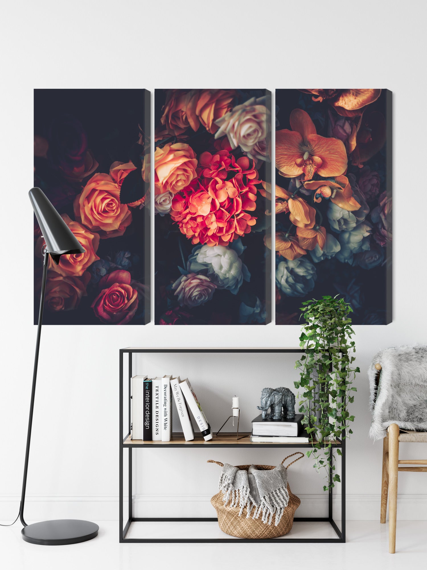 Obraz Wieloczęściowy Kwiaty Vintage – romantyczna kompozycja do wnętrz shabby chic i prowansalskich – widok 8