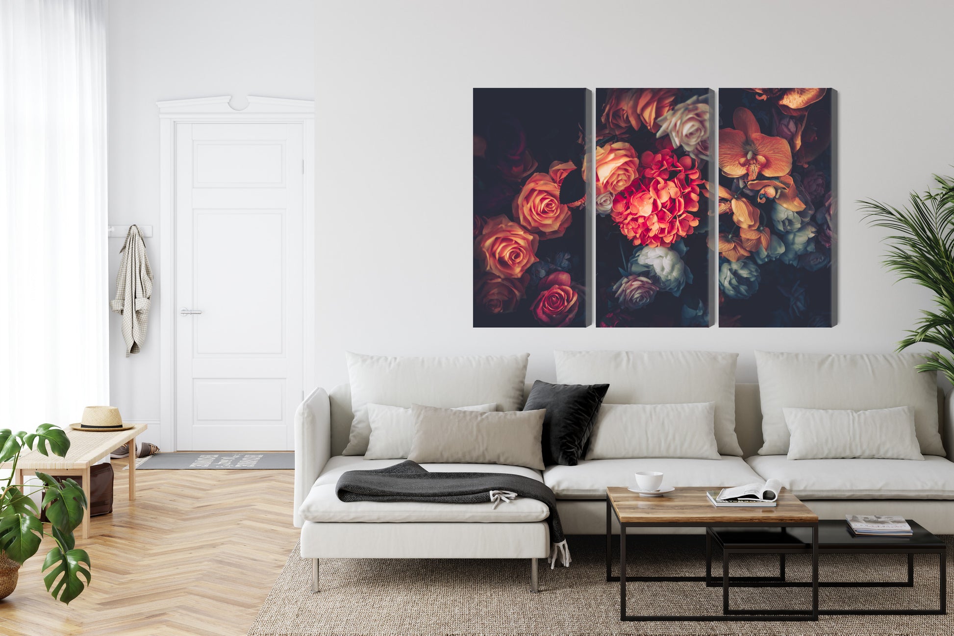 Obraz Wieloczęściowy Kwiaty Vintage – romantyczna kompozycja do wnętrz shabby chic i prowansalskich – widok 5