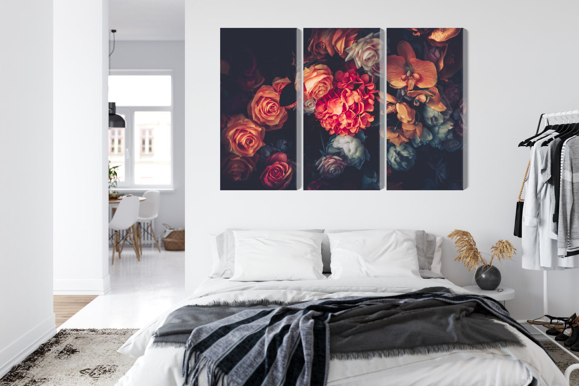 Obraz Wieloczęściowy Kwiaty Vintage – romantyczna kompozycja do wnętrz shabby chic i prowansalskich – widok 6