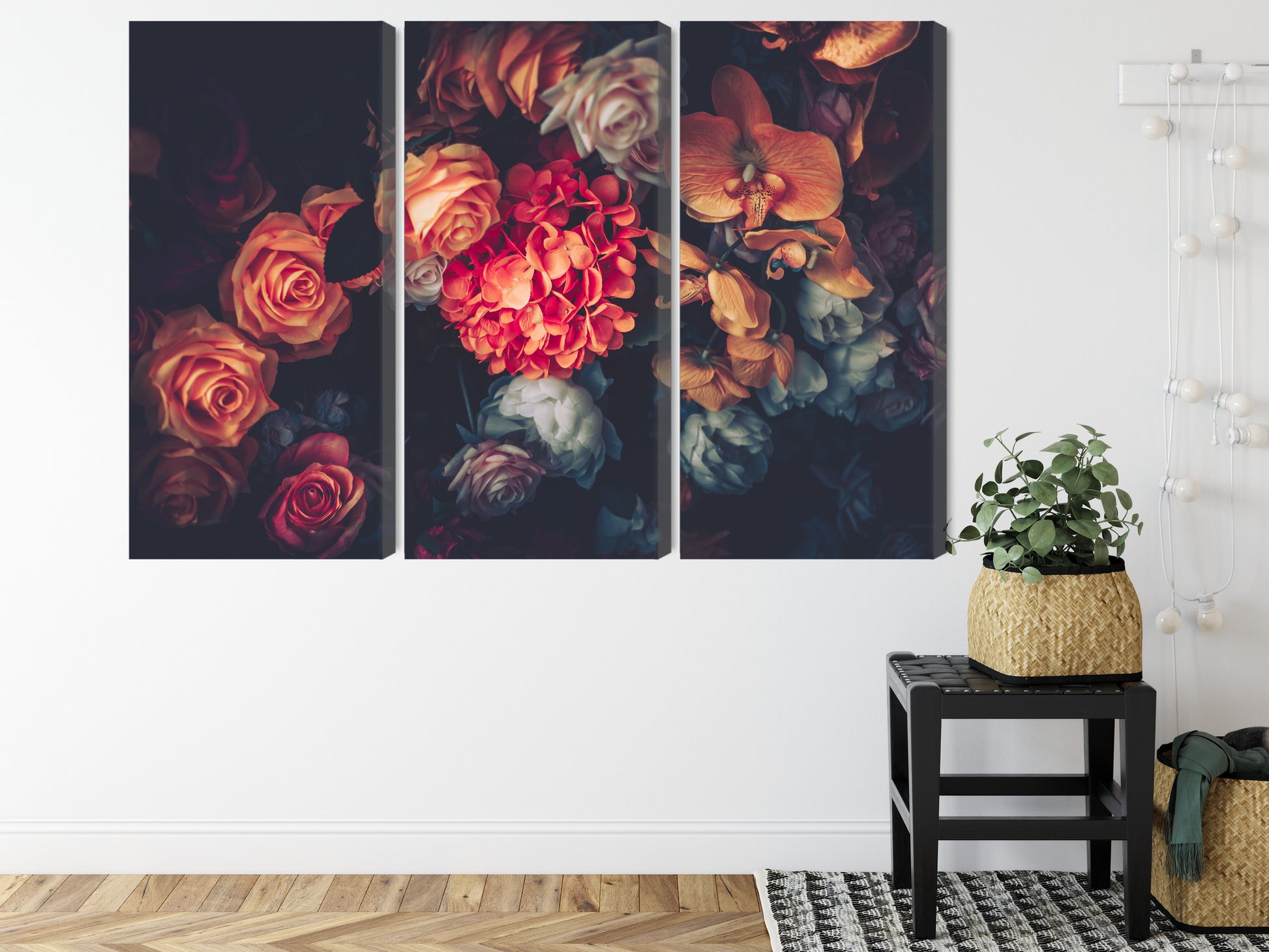 Obraz Wieloczęściowy Kwiaty Vintage – romantyczna kompozycja do wnętrz shabby chic i prowansalskich – widok 7