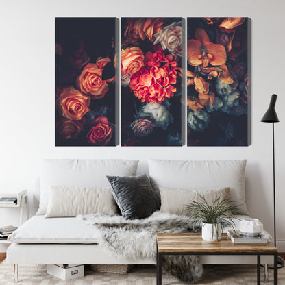 Obraz Wieloczęściowy Kwiaty Vintage – romantyczna kompozycja do wnętrz shabby chic i prowansalskich – widok 3