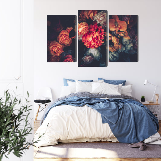 Obraz Wieloczęściowy Kolorowe Kwiaty Vintage – romantyczny akcent do wnętrz vintage, Shabby Chic – widok 2
