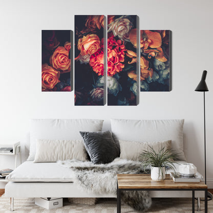 Obraz Wieloczęściowy Kwiaty Vintage – romantyczna kompozycja do wnętrz boho, shabby chic i klasycznych – widok 3