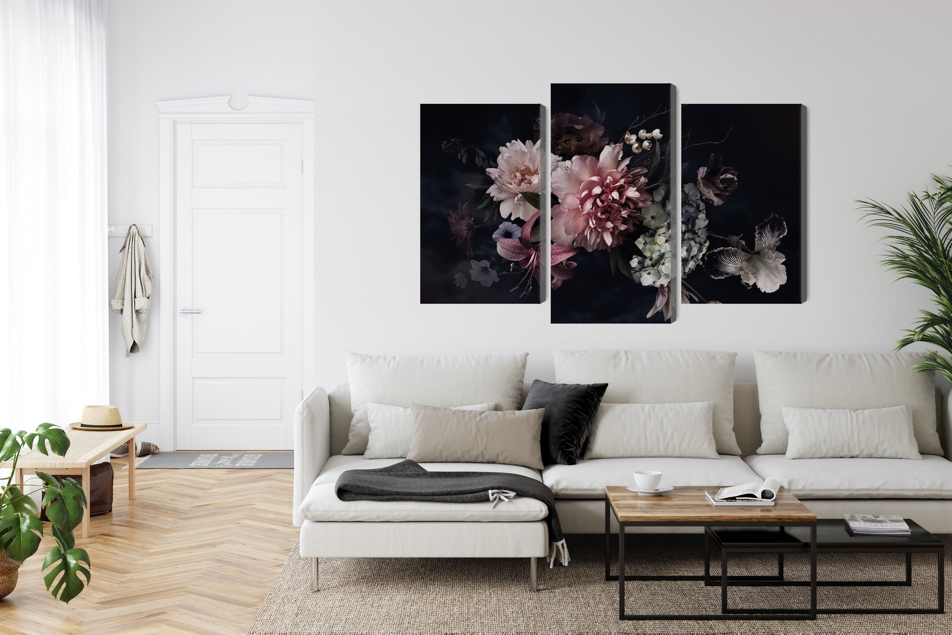 Obraz Wieloczęściowy Kwiaty Vintage – elegancka kompozycja do wnętrz klasycznych, vintage i eklektycznych – widok 5