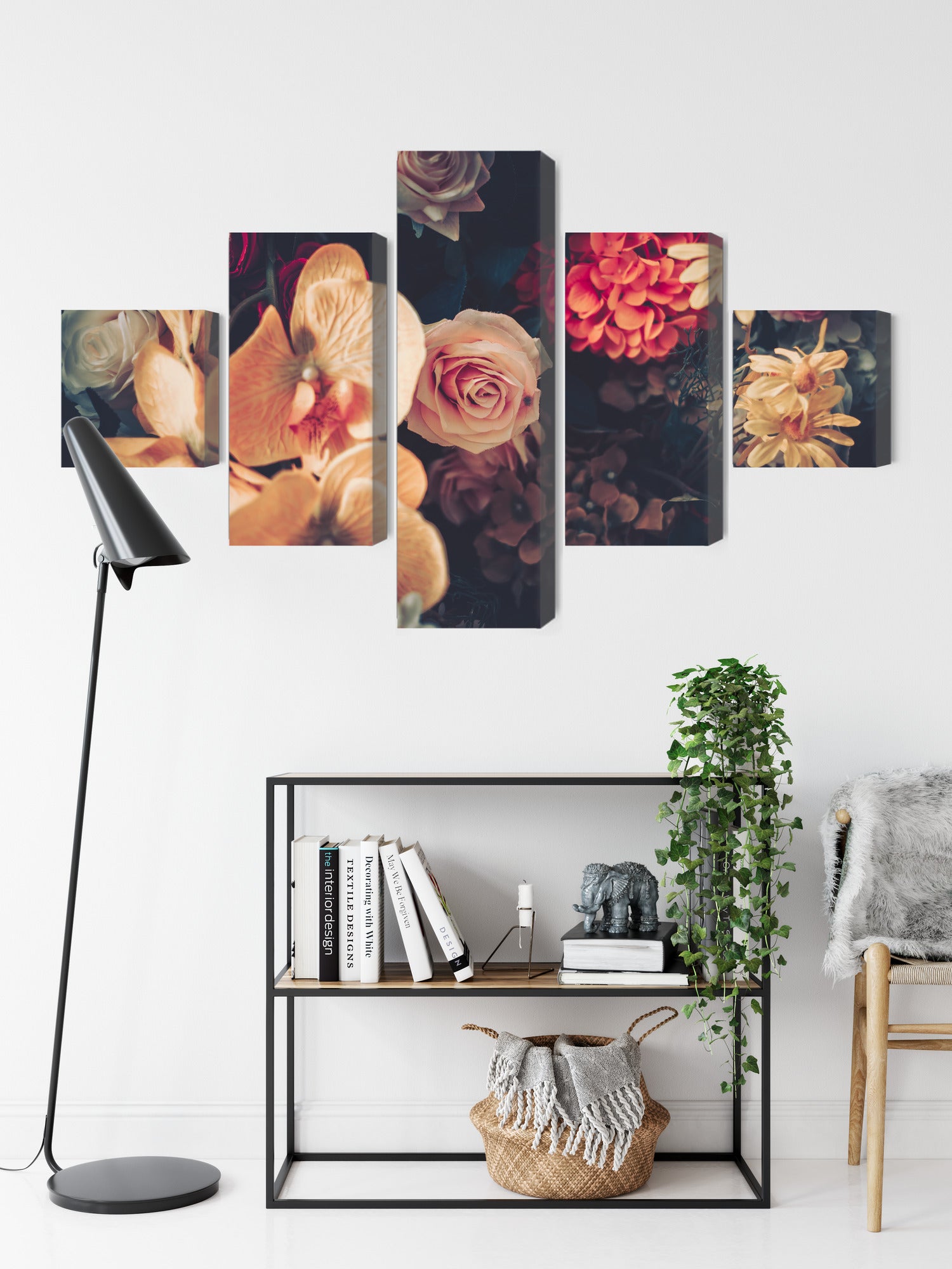 Obraz Wieloczęściowy Kwiaty Vintage – Romantyczny bukiet do wnętrz Shabby Chic, Prowansalskich – widok 8