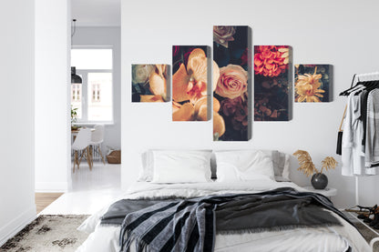 Obraz Wieloczęściowy Kwiaty Vintage – Romantyczny bukiet do wnętrz Shabby Chic, Prowansalskich – widok 6