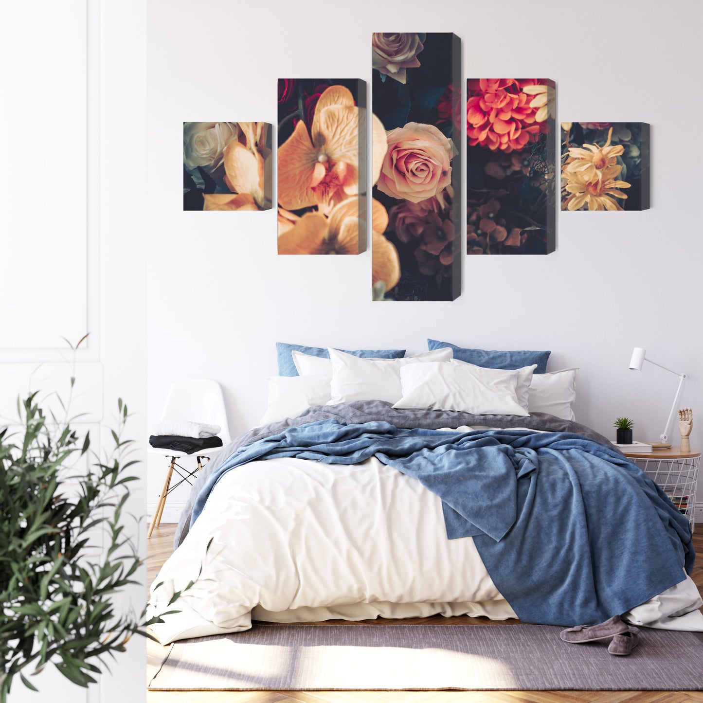 Obraz Wieloczęściowy Kwiaty Vintage – Romantyczny bukiet do wnętrz Shabby Chic, Prowansalskich – widok 2