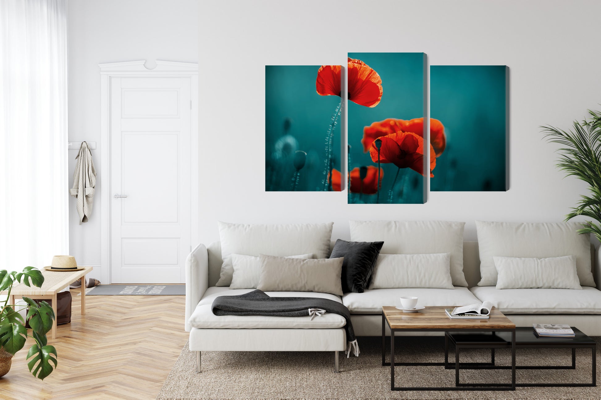Obraz Wieloczęściowy Maki Makro – subtelna eksplozja koloru do wnętrz boho i nowoczesnych – widok 5