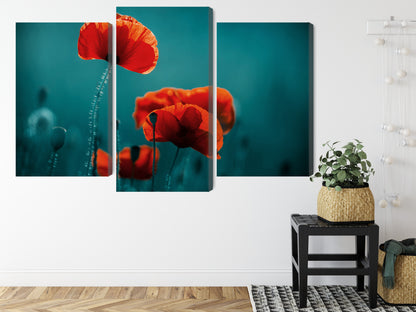 Obraz Wieloczęściowy Maki Makro – subtelna eksplozja koloru do wnętrz boho i nowoczesnych – widok 7