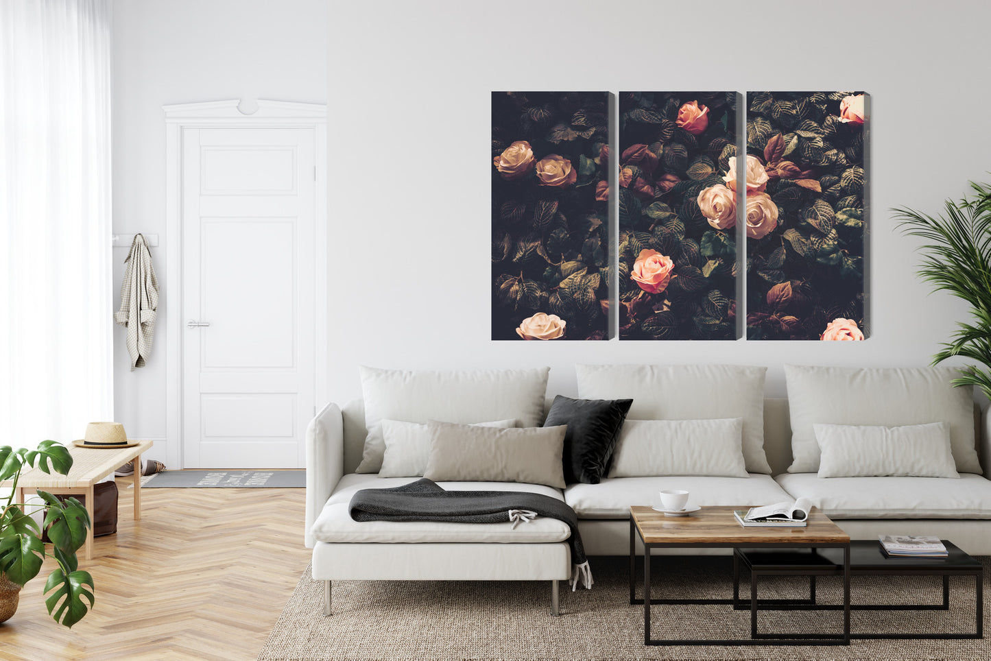 Obraz Wieloczęściowy Pastelowe Róże Vintage – delikatny urok do wnętrz romantycznych i shabby chic – widok 5