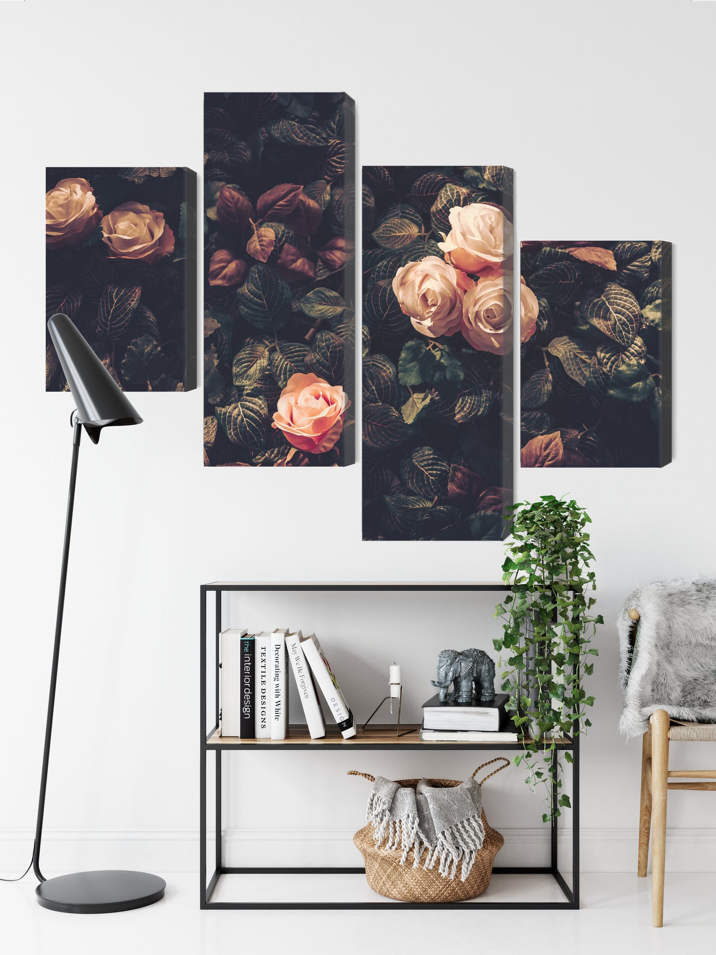 Obraz Wieloczęściowy Pastelowe Róże Vintage – subtelna kompozycja kwiatowa do wnętrz Shabby Chic i prowansalskich – widok 8