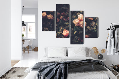 Obraz Wieloczęściowy Pastelowe Róże Vintage – subtelna kompozycja kwiatowa do wnętrz Shabby Chic i prowansalskich – widok 6