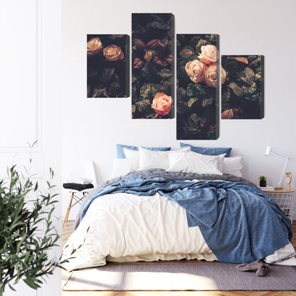 Obraz Wieloczęściowy Pastelowe Róże Vintage – subtelna kompozycja kwiatowa do wnętrz Shabby Chic i prowansalskich – widok 2