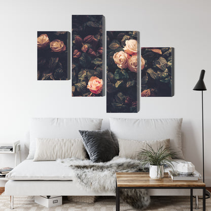 Obraz Wieloczęściowy Pastelowe Róże Vintage – subtelna kompozycja kwiatowa do wnętrz Shabby Chic i prowansalskich – widok 3