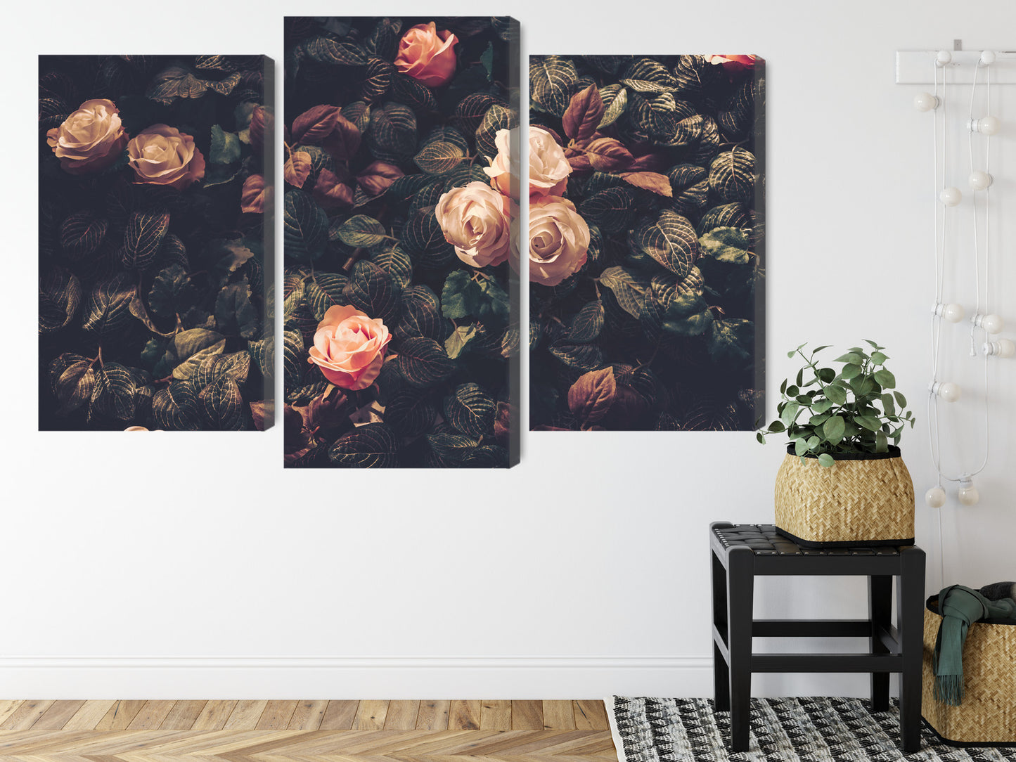 Obraz Wieloczęściowy Pastelowe Róże – romantyczna kompozycja do wnętrz Shabby Chic i Prowansalskich – widok 7
