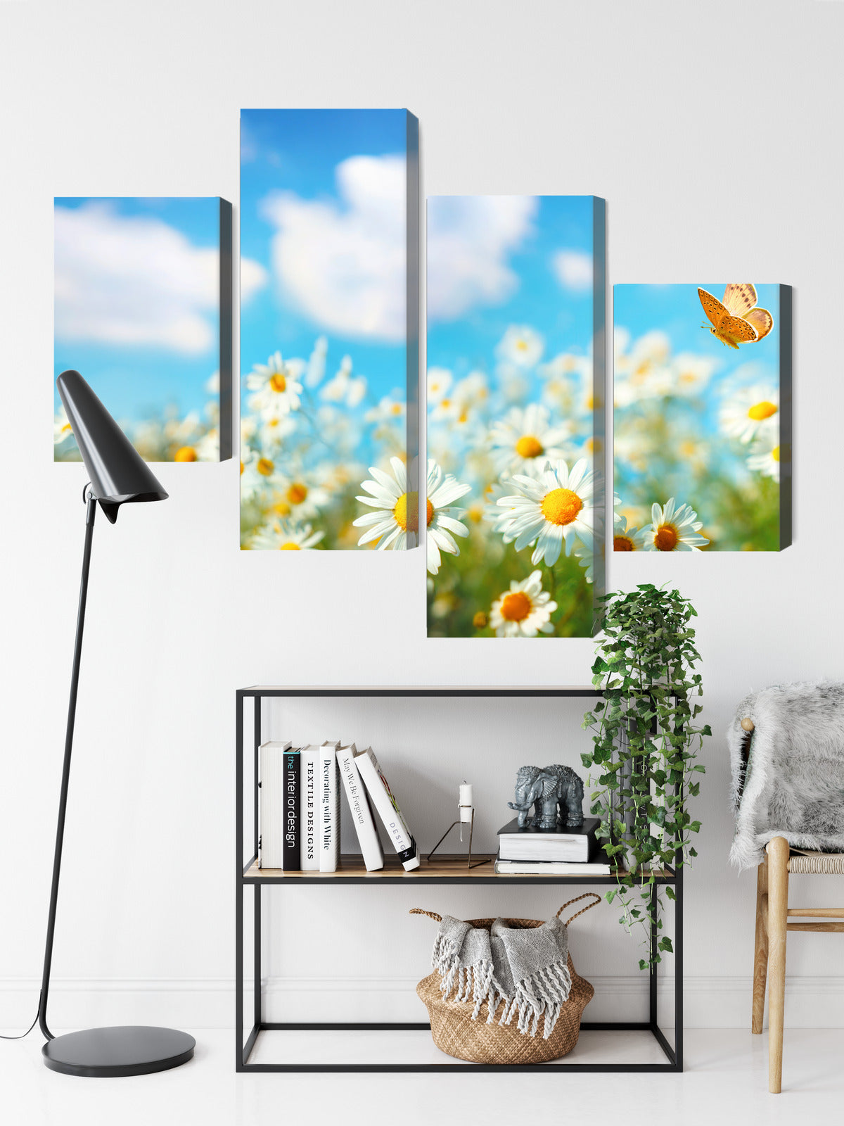 Obraz Wieloczęściowy Pole Stokrotek 3D – naturalny pejzaż do wnętrz rustykalnych i boho – widok 8