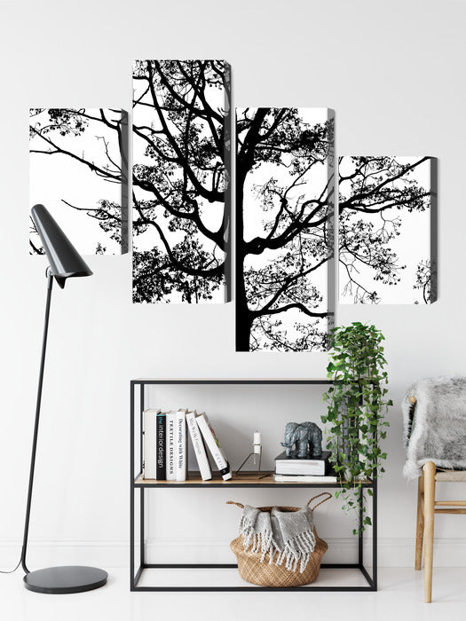 Obraz Wieloczęściowy Czarne Drzewo – monochromatyczna grafika do wnętrz minimalistycznych i nowoczesnych – widok 8