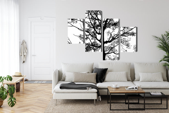 Obraz Wieloczęściowy Czarne Drzewo – monochromatyczna grafika do wnętrz minimalistycznych i nowoczesnych – widok 5