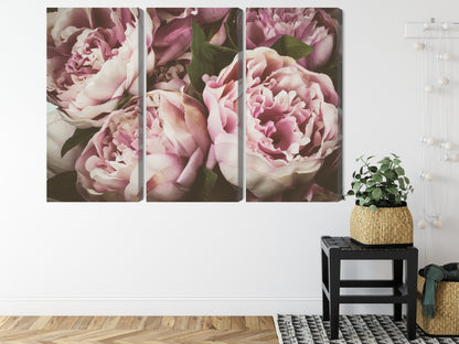 Obraz Wieloczęściowy Delikatne Kwiaty Piwonii – Romantyczna Elegancja Vintage do Wnętrz Shabby Chic, Klasycznych i Boho – widok 7