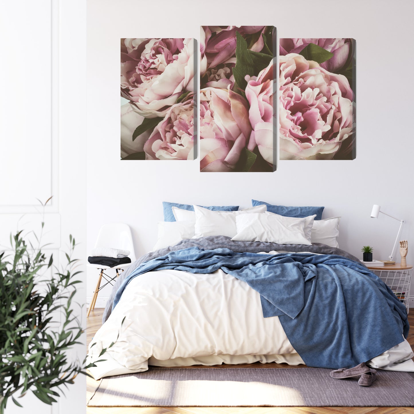Obraz Wieloczęściowy Delikatne Piwonie – Vintage Romantyzm do wnętrz Klasycznych i Shabby Chic – widok 2