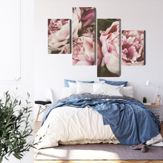 Obraz Wieloczęściowy Kwiaty Piwonii – Delikatny Vintage do wnętrz Shabby Chic, Romantycznych i Klasycznych – widok 2