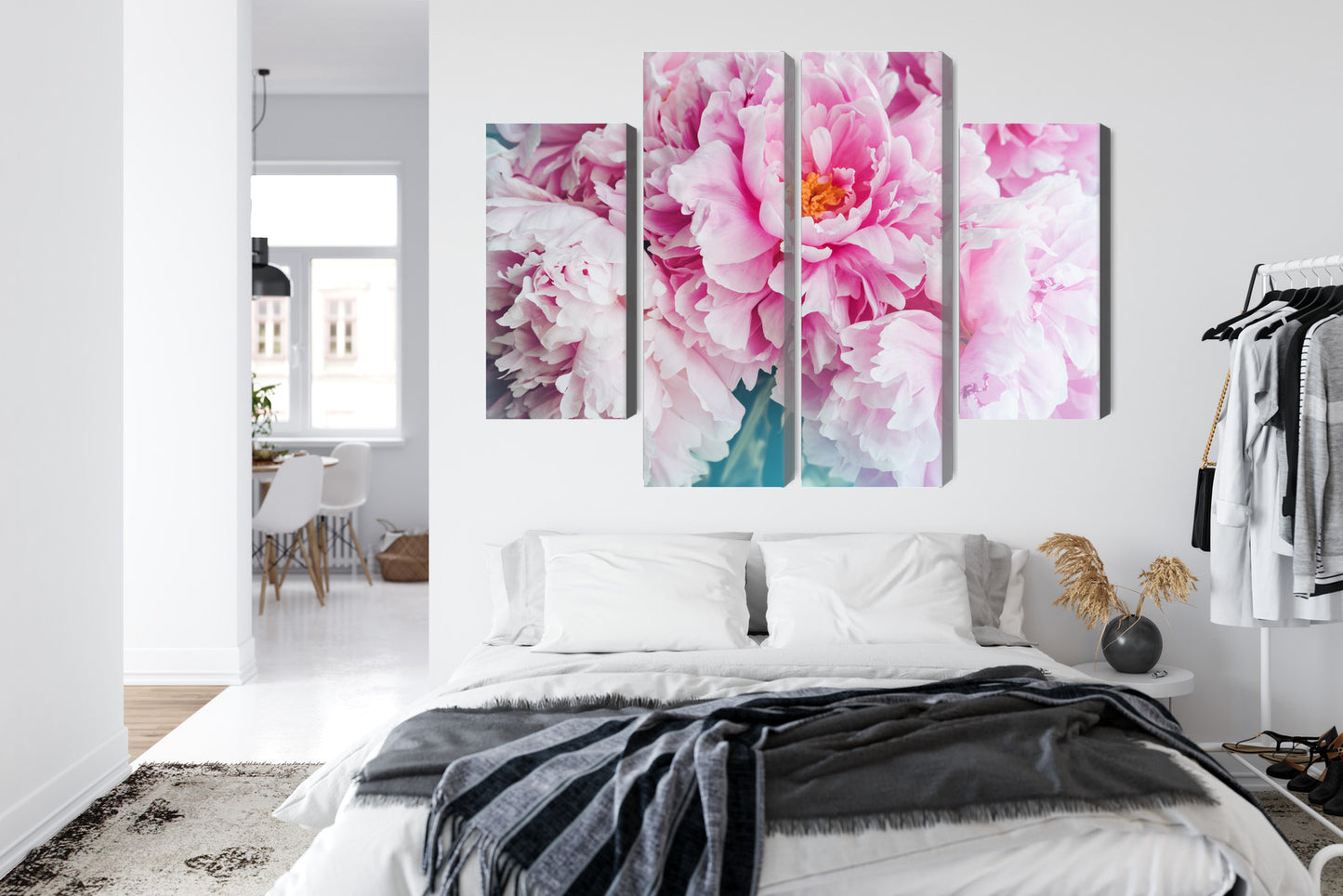 Obraz Wieloczęściowy Bukiet Piwonii 3D – Romantyczny akcent do wnętrz glamour, klasycznych i nowoczesnych – widok 6