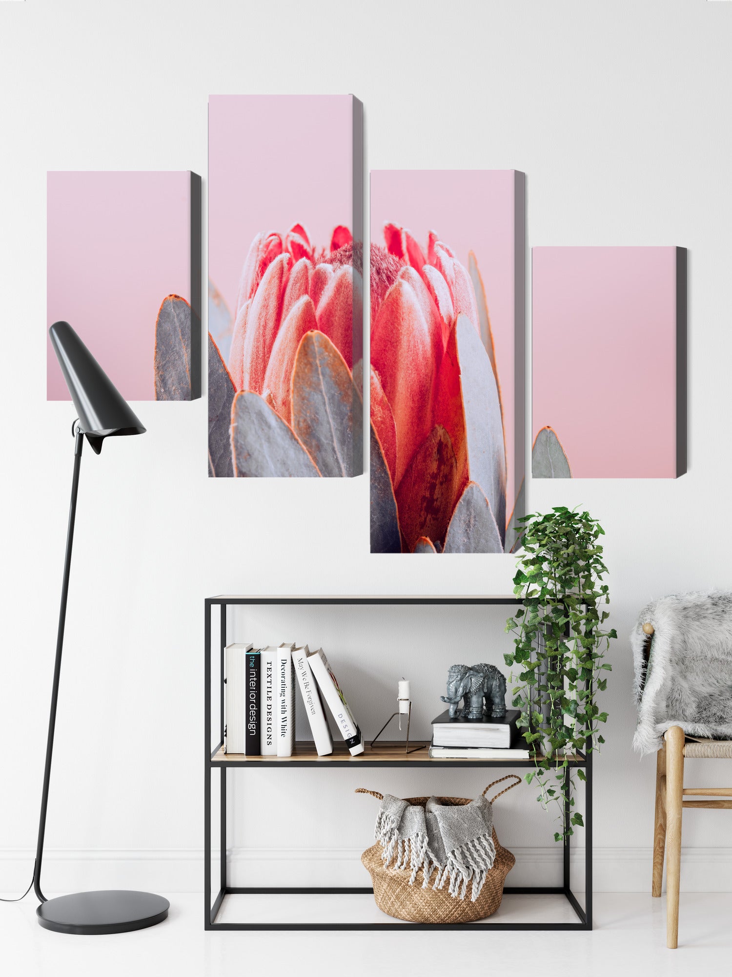 Obraz Wieloczęściowy Królewska Protea – botaniczna elegancja do wnętrz nowoczesnych i boho glam – widok 8