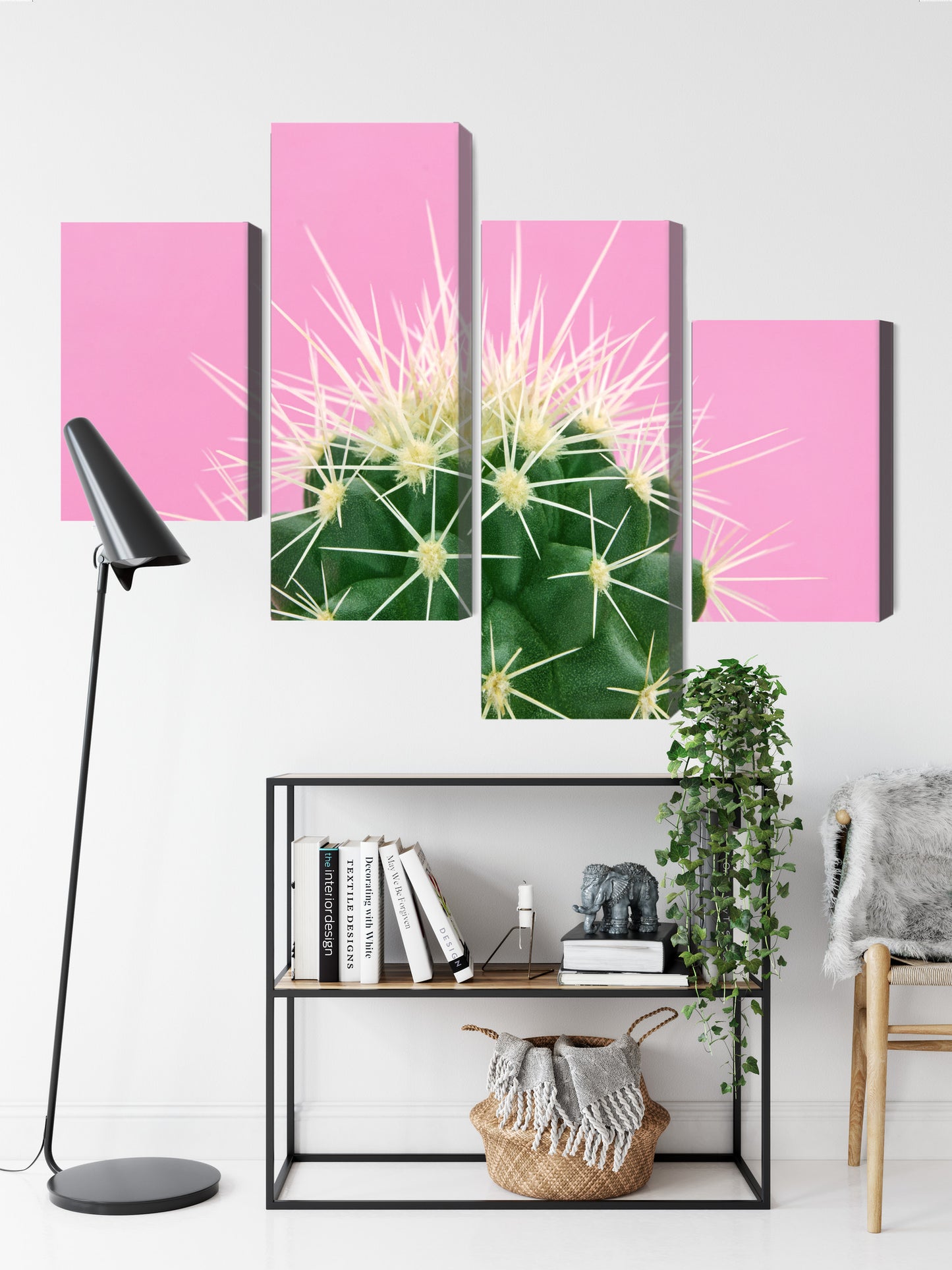 Obraz Wieloczęściowy Kaktus na Różowym Tle – egzotyczny akcent do wnętrz nowoczesnych i boho – widok 8