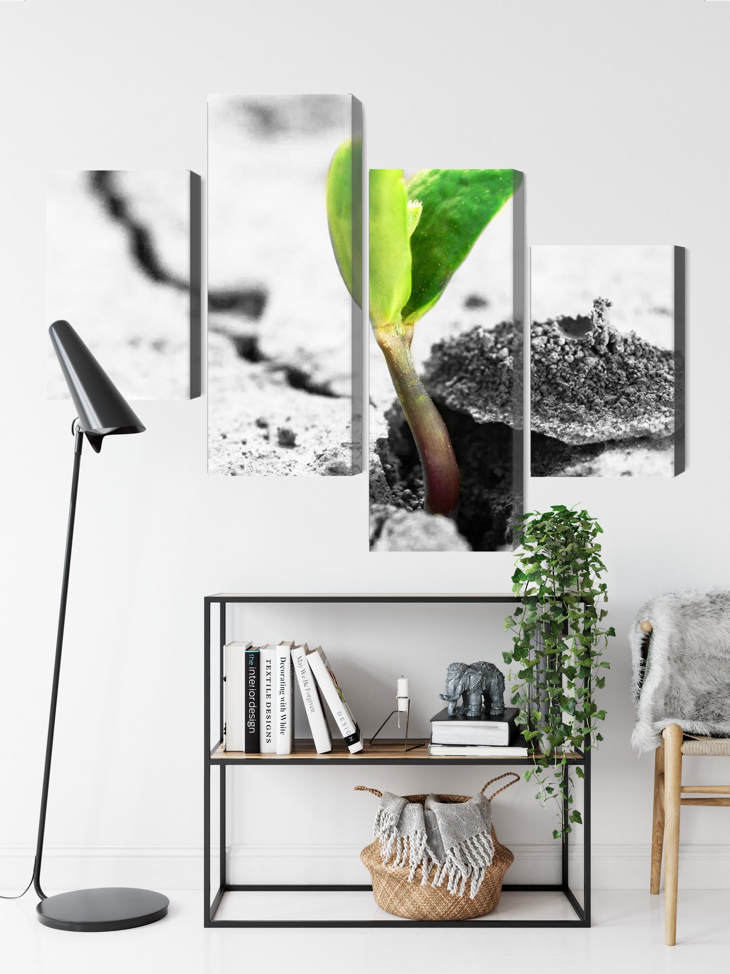 Obraz Wieloczęściowy Kiełkowanie Roślin 3D – żywa natura do wnętrz biophilic i eco – widok 8