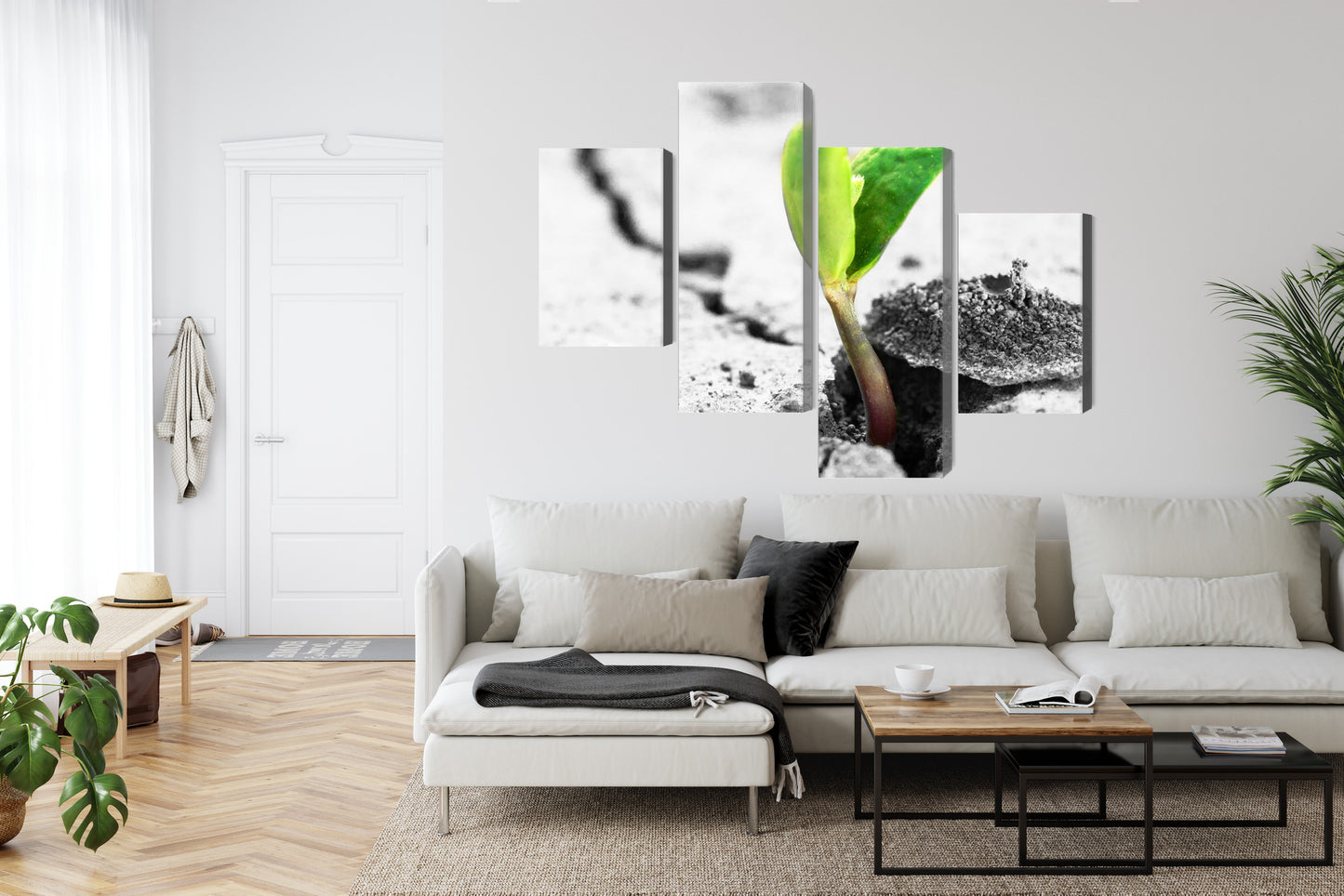 Obraz Wieloczęściowy Kiełkowanie Roślin 3D – żywa natura do wnętrz biophilic i eco – widok 5