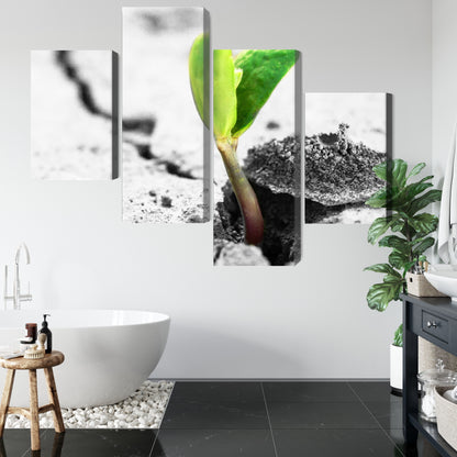 Obraz Wieloczęściowy Kiełkowanie Roślin 3D – żywa natura do wnętrz biophilic i eco – widok 4