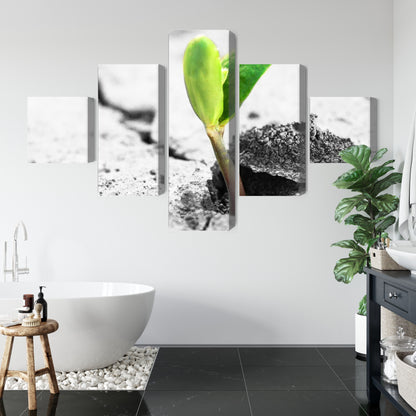 Obraz Wieloczęściowy Kiełkowanie Roślin 3D – świeża zieleń do wnętrz naturalnych i minimalistycznych – widok 4