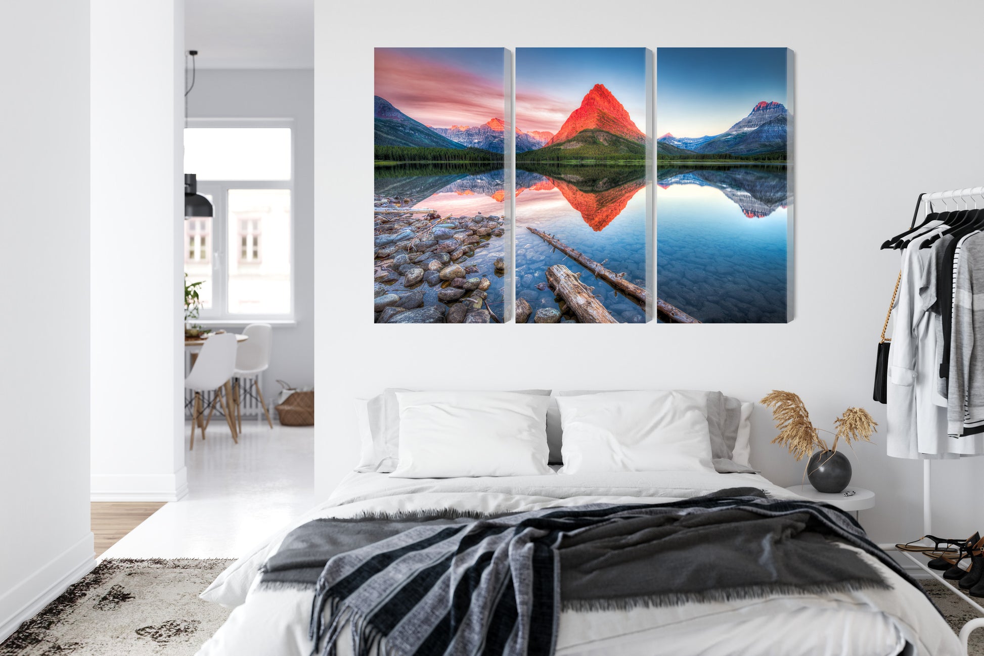 Obraz Wieloczęściowy Jezioro Swiftcurrent Lake – alpejski spokój do wnętrz skandynawskich i naturalnych – widok 6