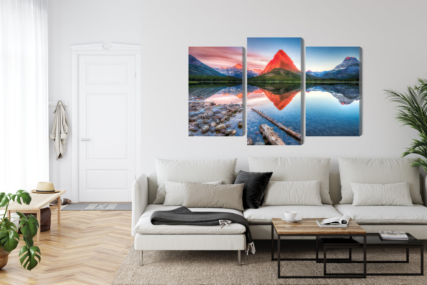 Obraz Wieloczęściowy Jezioro Swiftcurrent Lake – pejzaż spokojny do wnętrz nowoczesnych i minimalistycznych – widok 5