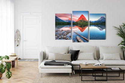 Obraz Wieloczęściowy Jezioro Swiftcurrent Lake – pejzaż spokojny do wnętrz nowoczesnych i minimalistycznych – widok 5