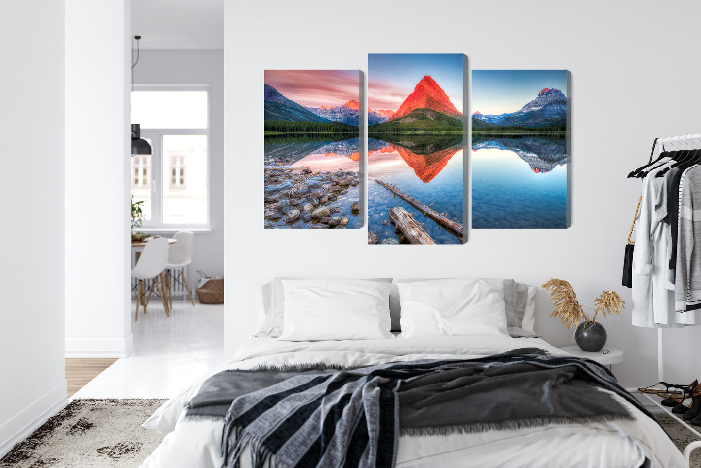 Obraz Wieloczęściowy Jezioro Swiftcurrent Lake – pejzaż spokojny do wnętrz nowoczesnych i minimalistycznych – widok 6