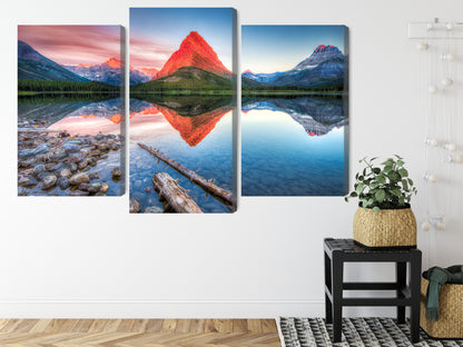 Obraz Wieloczęściowy Jezioro Swiftcurrent Lake – pejzaż spokojny do wnętrz nowoczesnych i minimalistycznych – widok 7